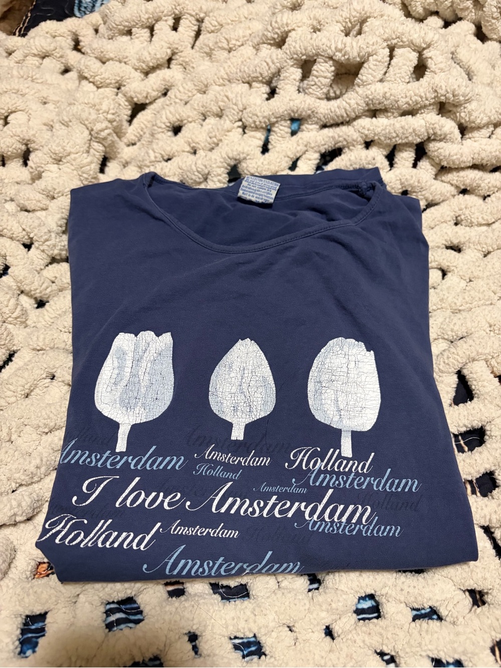 I love Amsterdam Navy Graphic Tee - Tulip Design